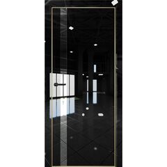 Купить Межкомнатная дверь глянец Pt 7 Платина crystall black алюминиевая кромка Al Gold Edition остеклённая