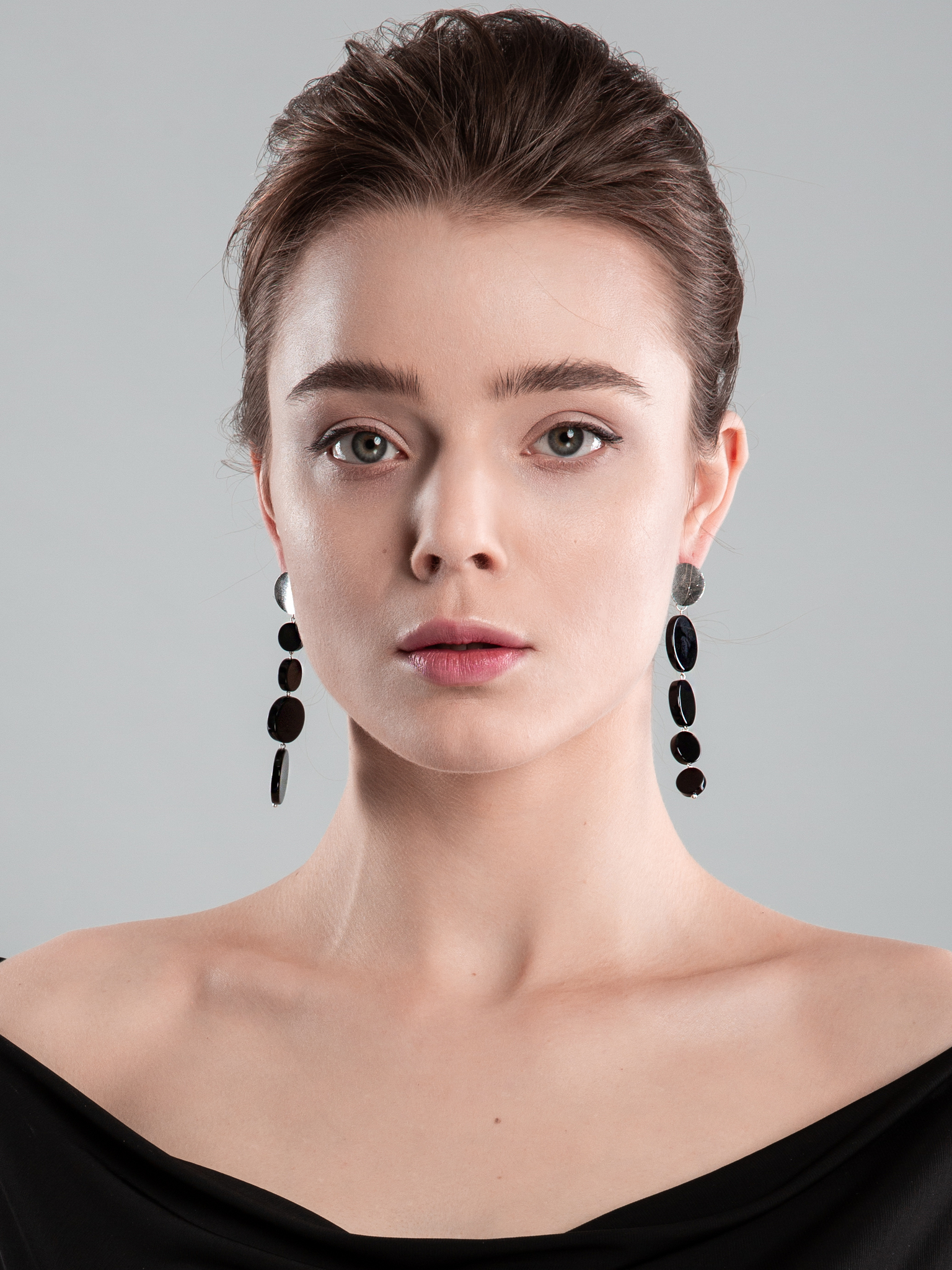 Серьги асимметричные из агата