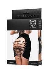 Черная мини-юбка Glossy Leanne из материала wetlook - 