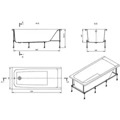 ВАННА АКРИЛОВАЯ ROCA ELBA 170X75  с каркасом и сифоном