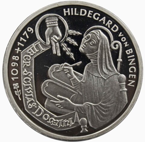 10 марок. 900 лет со дня рождения Хильдегард из Бингена (D) Серебро. 1998 г. PROOF. В родной запайке