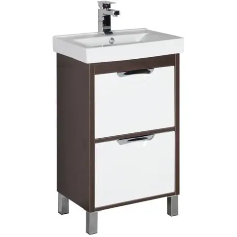 Aquanet 171587 Компл.2 - Тумба Гретта 50 цв.венге (фасад белый) с 2 ящ.(171587)