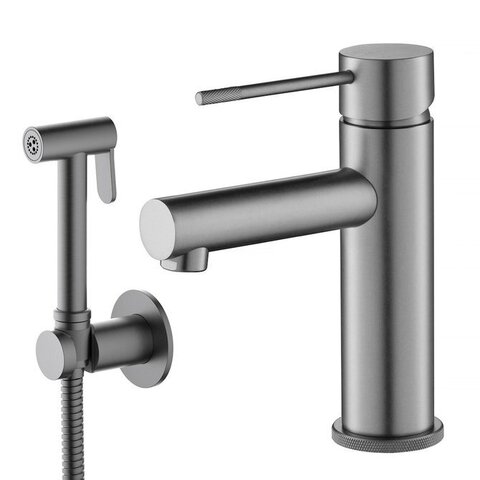 Timo 2360/18G Смеситель для раковины с гигиеническим душем Timo Saona 2360/18G черное золото