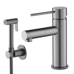 Timo 2360/18G Смеситель для раковины с гигиеническим душем Timo Saona 2360/18G черное золото фото