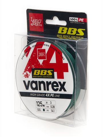 Плетеный шнур LUCKY JOHN Vanrex BBS X4 BRAID Moss Green 125 м - 0,28 мм