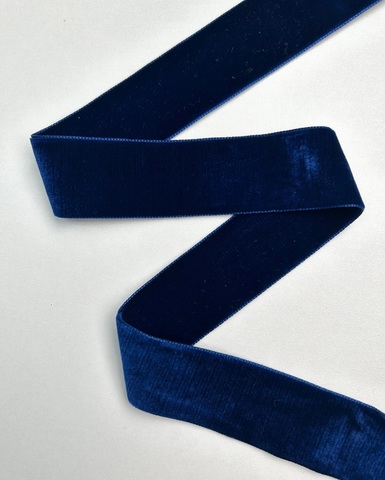 Тесьма бархатная, цвет: тёмно-синий, 47 мм