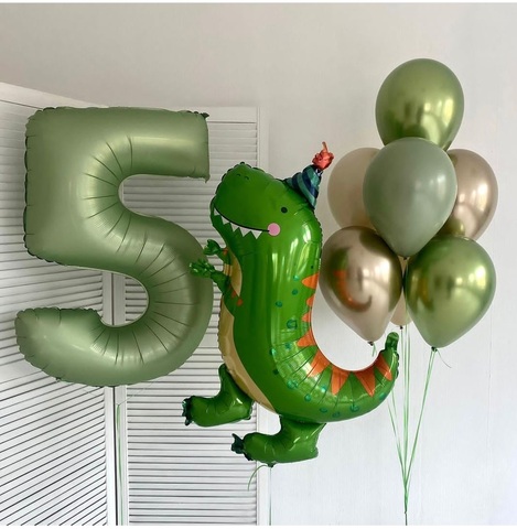 Воздушные шары динозавр в колпачке на детский день рождения в Новосибирске от Wonderball-project