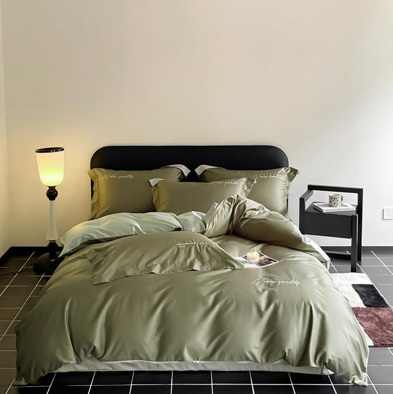 ZEPHYR HOME Двуспалка Однотонный Тенсель Хаки с серым