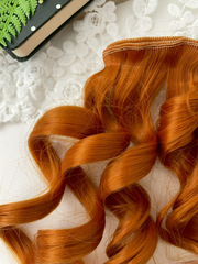 Волосы для кукол, трессы кудри-локоны, цвет Рыжие, 15 см*1 метр., набор 2 шт.
