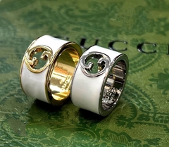 Кольцо широкое с розовой эмалью в позолоте style by GUCCI