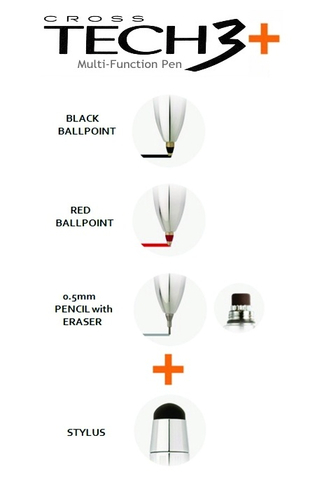 Ручка многофункциональная Cross Tech3 Plus, Red CT (AT0090-13)