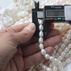 Жемчуг натуральный речной, рис, 7,5-11,3 мм, 1 нить, Ж027