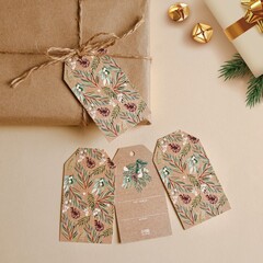 Шильдик, Ветки и шишки, 5*9 см, 10 шт.