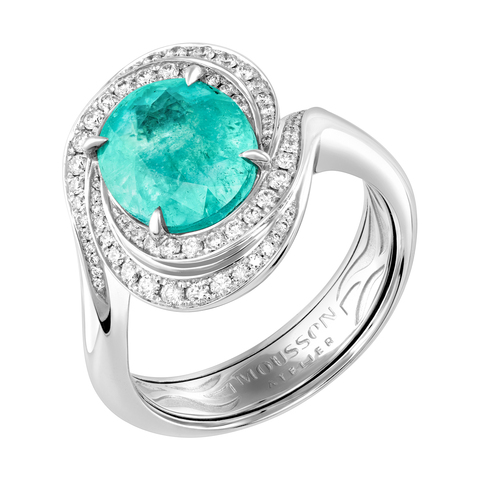 Кольцо с Турмалином Параиба и Бриллиантами, R0146-1/1