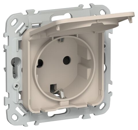 FLITE Роз. с з/к/ш кр б/к 16А IP44 РСшкр11-1-44-ФлЛ льн. IEK