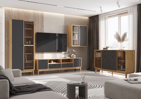 Гостиная Оливия (AGT) Браш Графит, Дуб Крафт