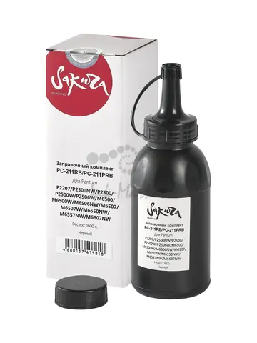 Заправочный комплект тонера с чипом Sakura ZKPC-211RB  для Pantum , черный, 65гр.