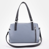 Сумка Саломея 1105 гладкий серо-голубой + черный