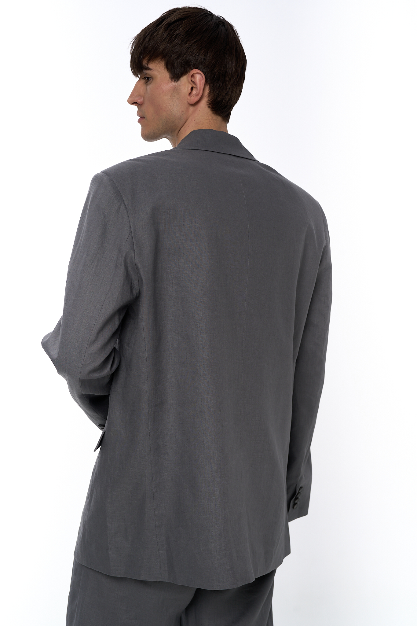 Пиджак мужской оверсайз изо льна, серый