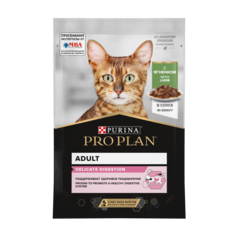 Pro Plan пауч для кошек с чувствительным пищеварением кусочки с ягненком в соусе 85г