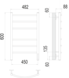 Полотенцесушитель Terminus Классик П6 450х600 электро КС 9005 матовый