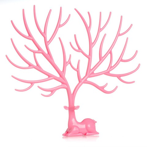 Интерьерная подставка для украшений Дерево-Олень (розовое)