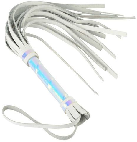 Белая кожаная плеть с перламутровым блеском - 40 см. - Sitabella BDSM accessories 3011-39