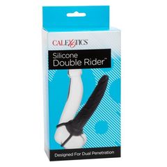 Чёрная насадка на фаллос для двойного проникновения Silicone Double Rider - 14 см. - 