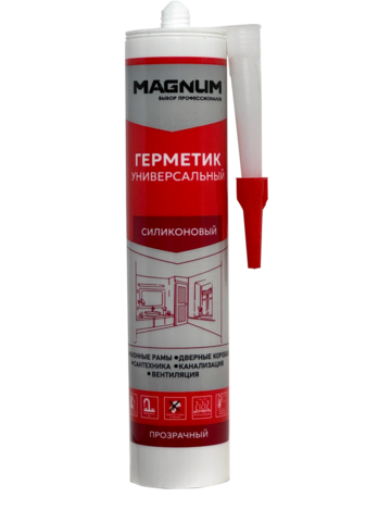 Герметик УНИВЕРСАЛЬНЫЙ силиконовый MAGNUM бесцветный, 280мл (уп - 24шт)