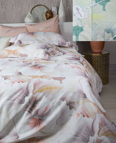 Постельное белье 2 спальное евро Blumarine Bella Di Notte бирюзовое