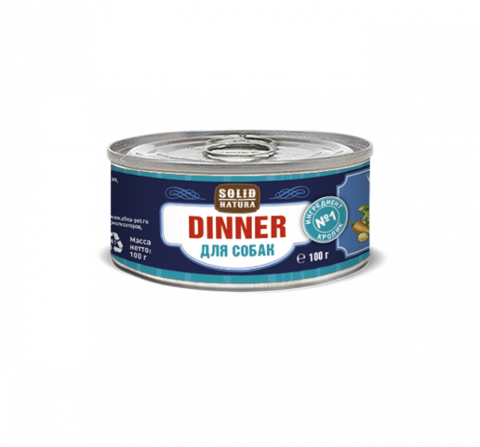 Solid Natura Dinner Кролик влажный корм для собак жестяная банка 0,1 кг