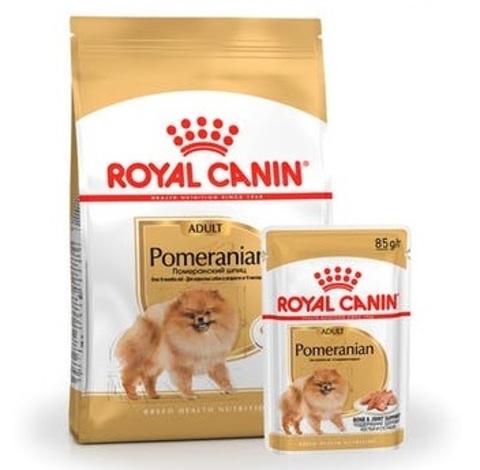 ПРОМО! Royal Canin POMERANIAN Adult сухой корм для собак породы померанский шпиц 1,5кг + 2 пауча 85г
