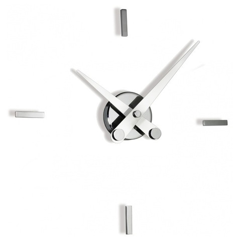 Часы Nomon PUNTOS SUSPENSIVOS 4i WHITE.(основа - хромированная сталь/деления и стрелки - белый лак) D=50см