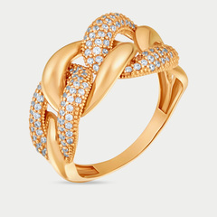Кольцо для женщин из желтого золота 585 пробы с фианитами (арт. 91276)
