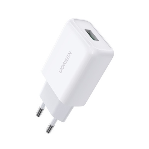 Зарядное устройство UGREEN CD122 QC 18W Fast Charger EU + USB-A to USB-C Cable Suit, белый