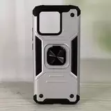 Противоударный чехол Strong Armour Case с кольцом для Poco C40 (Серебро)