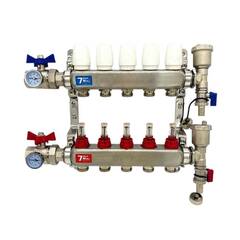 ViEiR Коллекторная группа с КРАНАМИ из нерж. стали 1" х 3/4", с расход-ми 5 выхода VR113-05