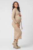 Платье для беременных 15421 бежевый меланж