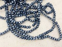 Бусины граненые Рондель, d 6 мм, 1 уп=10 нитей, 1 нить 45 см, тёмно-синий