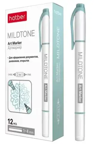 Артмаркер (Хатбер) Mildtone Pastel Двухсторонний Бирюзовый 12шт. в картонной коробке HL_060861
