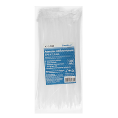 47-2-200 Хомуты нейлоновые, белые, 200х2,5мм 100шт. (РемоКолор)