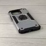 Противоударный чехол Strong Armour Case с кольцом для Poco C40 (Серебро)