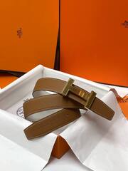 Двусторонний ремень Hermes, Коричневый/белый