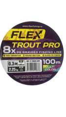 Плетёный шнур форелевый, Flex Trout Pro 8х100м (Multicolor) 0,3 РЕ (2.25кг)