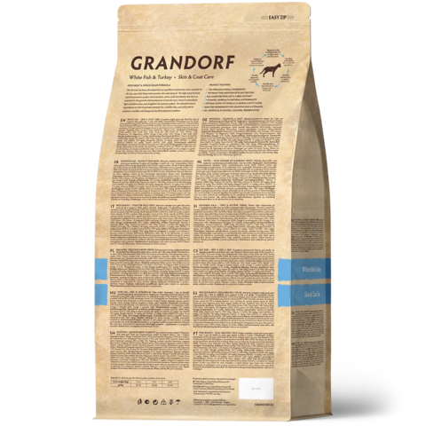 GRANDORF Белая рыба с индейкой Для взрослых кошек с чувствительной кожей и шерстью