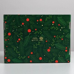 Коробка сборная одиночная Прямоугольник, «С Новым годом», 30*22*9 см