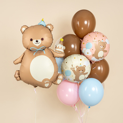 К 18''/46 см, Круг, Мишка с кексиком, Кремовый, 1 шт.