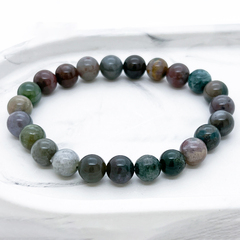 Браслет, "индийский агат" (халцедон), диаметр бусин около 8 мм, размер 17 см