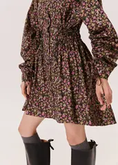 Платье-мини MAGIC FLOWERS зелено-розового цвета