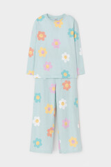 пижама  для девочки  К 1622/25/голубой опал,цветы